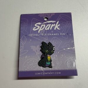 RARE Black and Multicolor Spark Dragon Enamel Pin